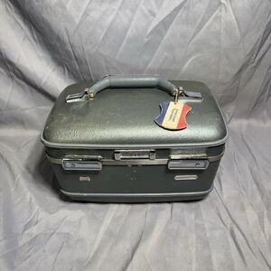 Vintage American Tourister Aquamarine Hard Train Case Combo Lock Cosmetic Bag